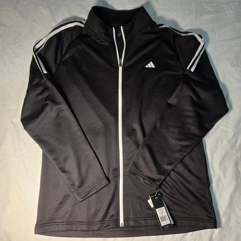 Adidas Mens French Terry Full Zip Track Jacket Black White ADVF20R787 XL NWT